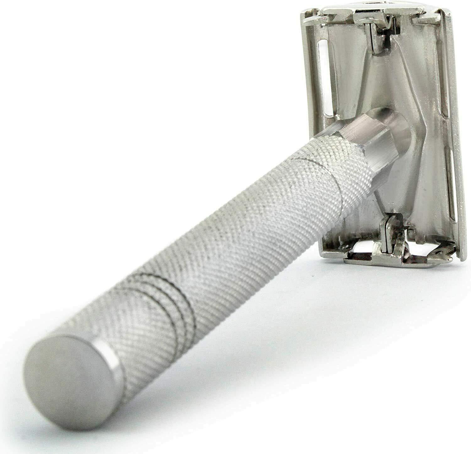 Krisp Beauty Krisp Beauty Long Handled Double Edge Safety Razor, Butterfly Open Men Women Shaving Razor with 5 Premium Shave Blades