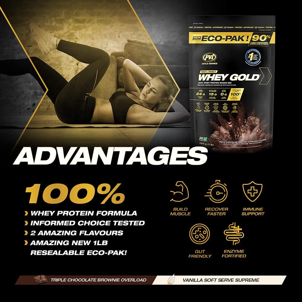 PVL PVL Gold Series Whey Gold Protein Powder Triple Chocolate Brownie Overloaded (1 Lbs)