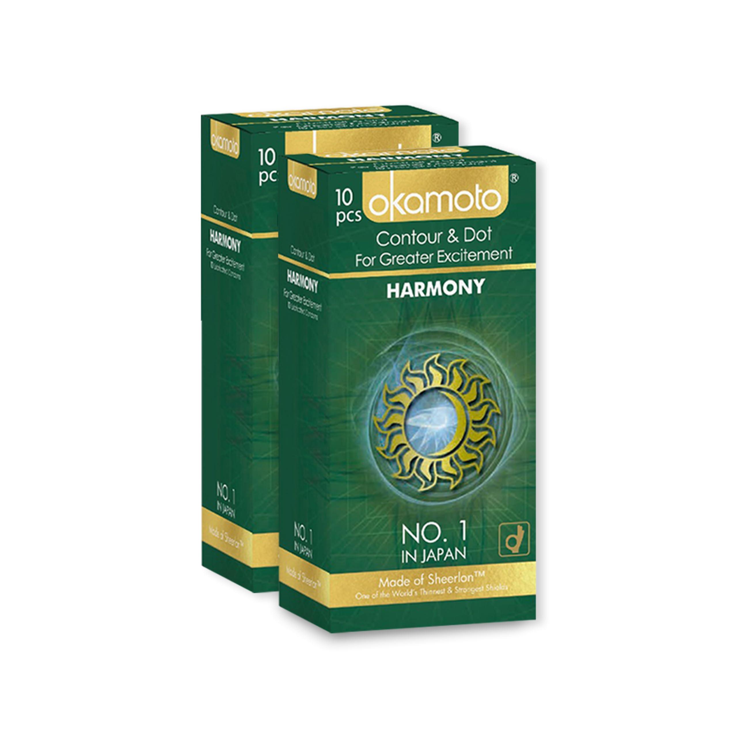 OKAMOTO Okamoto Harmony Condom | Extra Dotted Condoms for Men | Contoured Dotted Condoms for Extra Simulation | (2 x 10s)