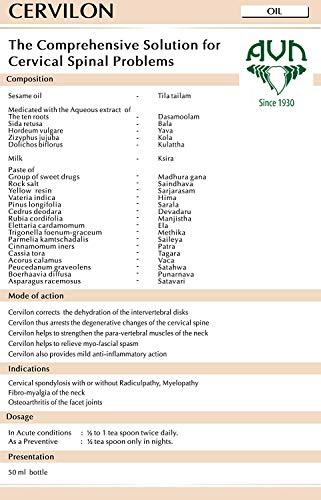 AVN AVN Cervilon Oil - A Proprietary Ayurvedic Oil for Cervical Spondylosis, Numbness of Hand and Giddiness (30 ml)