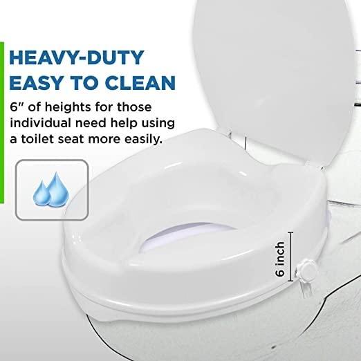 NEOSAFE NEOSAFE Portable Lightweight Plastic Toilet Commode Seat Raiser Elevator Extension with lid cover Ideal for Handicap, Knee Patients, Old Senior Citizen (White, Size: 6 Inch)