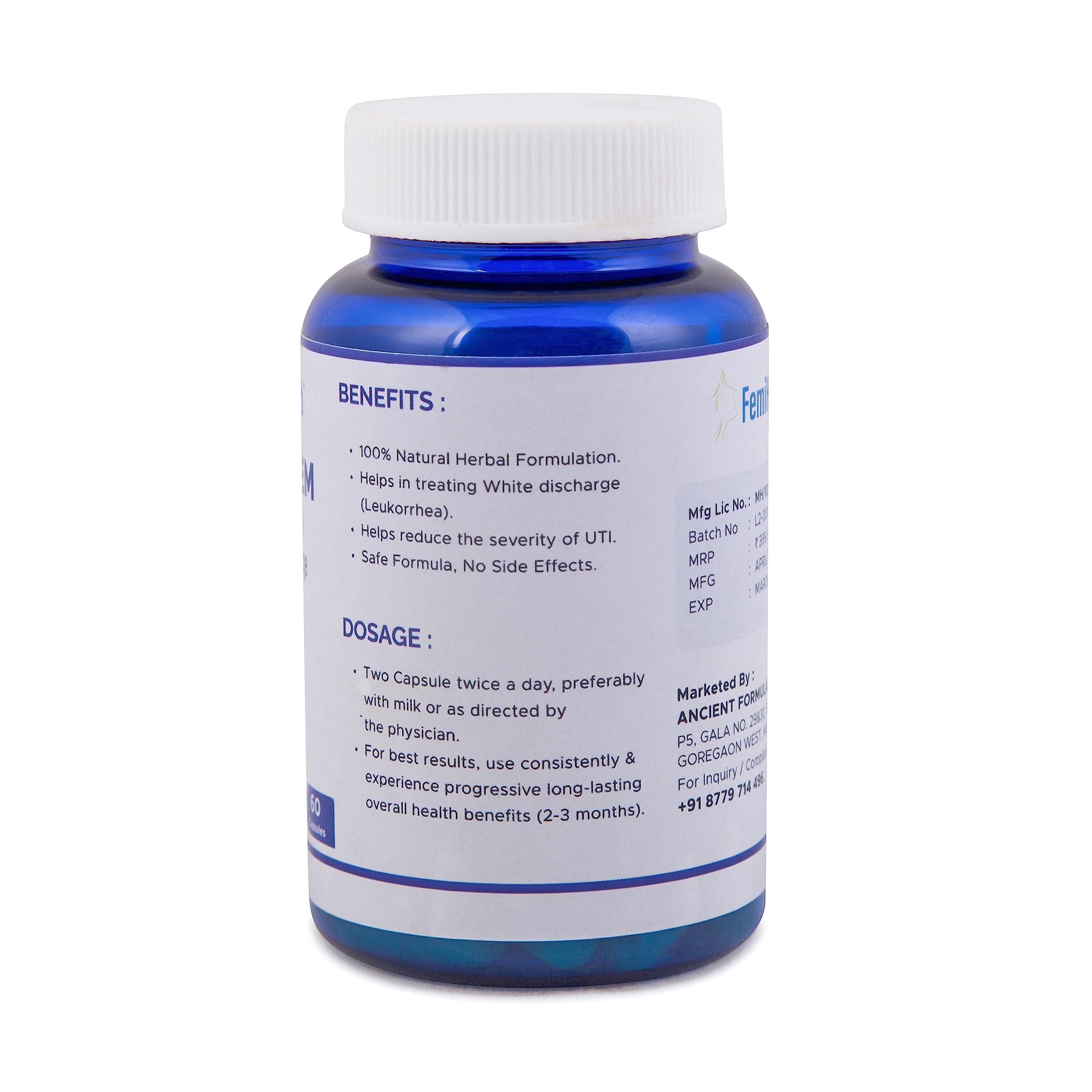 FEMIHERB FemiHerb's Leukofem | for white discharge |Leucorrhea| Prevents UTI and Yeast Infection | Reduces Itching, Burning, Odour | Balances pH | Pack of 1 | 60 Capsules