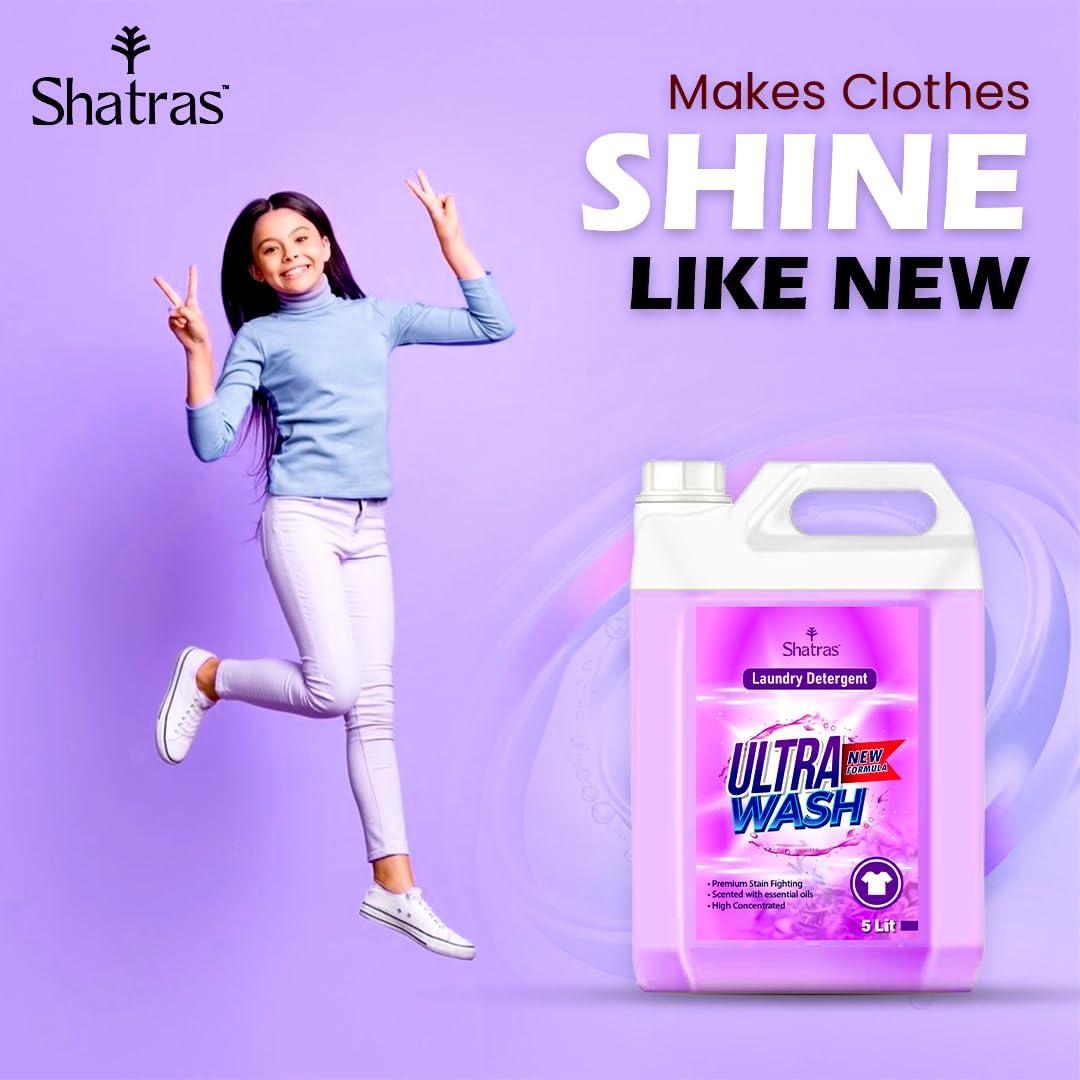 Shatras Shatras Ultra Wash Low Foam Laundry Liquid Detergent, For Top & Front Load Washing Machine Fabric Sanitising Germ Guard Daily Wash Laundry Detergent