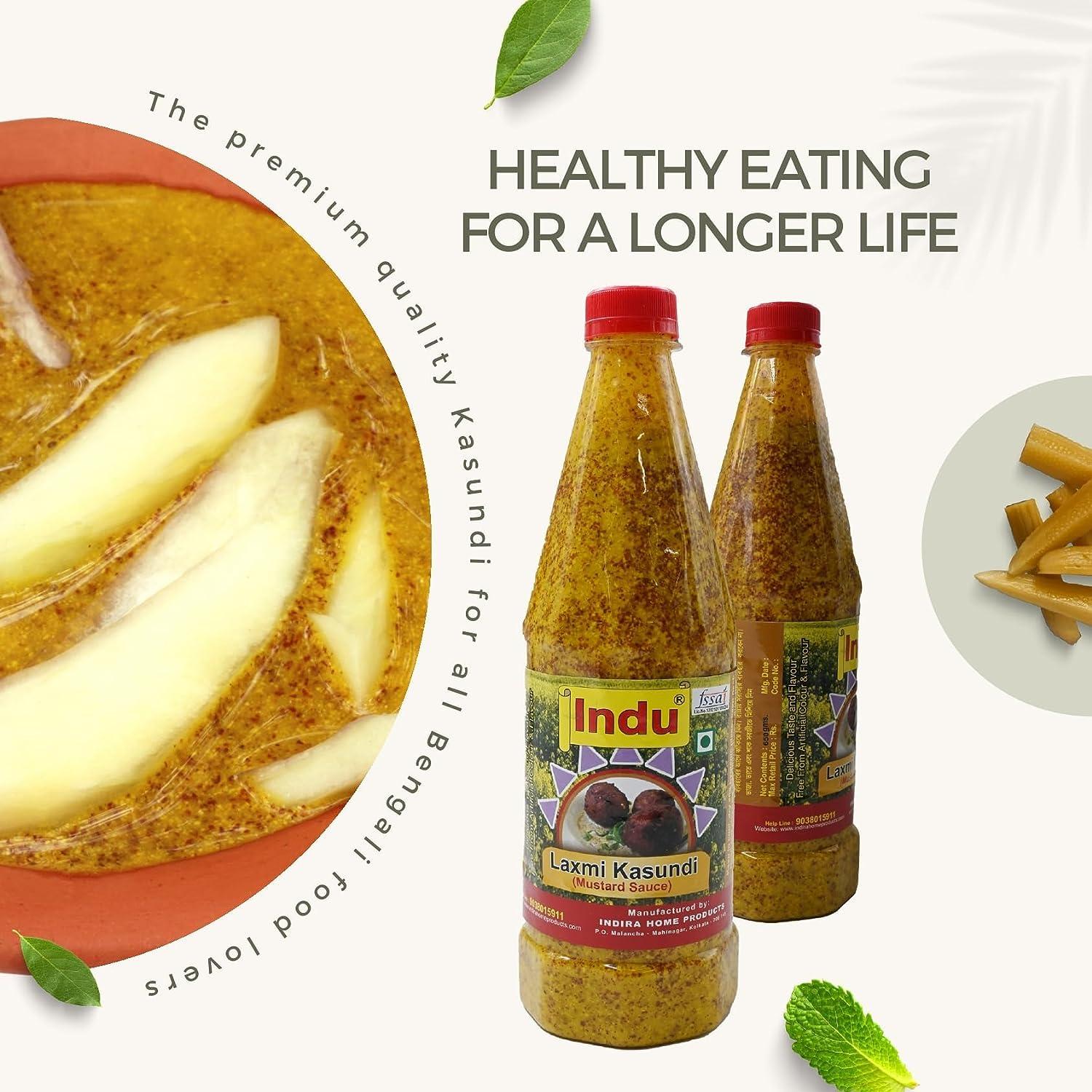 M/S INDIRA HOME PRODUCTS Indu Laxmi Kasundi (Mustard Sauce) | Laxmi Kasundi Mustard Sauce | Mustard Kasundi Sauce 650gm