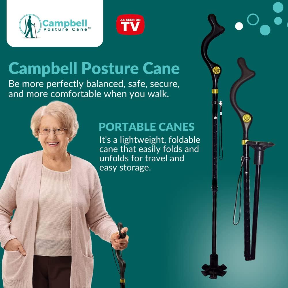 Posture Cane Campbell Posture Cane Foldable Walking Cane for Men and Women - FSA/HSA Eligible - Editorial Recommended