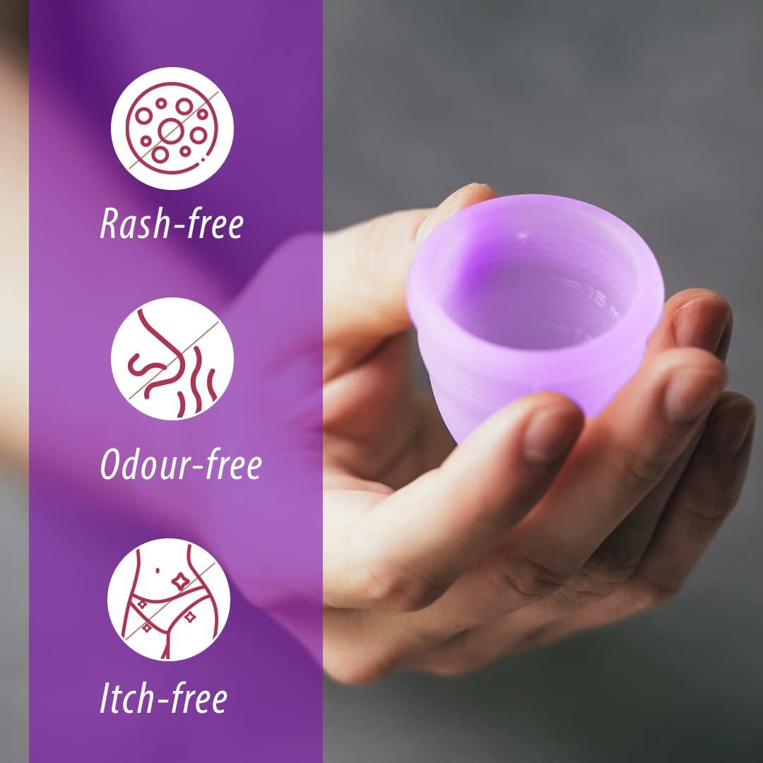 MYKI MYKI The Gen Z Cup Reusable Menstrual Cup For Women Ultra Soft, Oduor And Rash Free 100% Medical Grade Silicone No Leakage Protection For Up To 8-10 Hours Us Fda Registered (Large, Purple),1 Count
