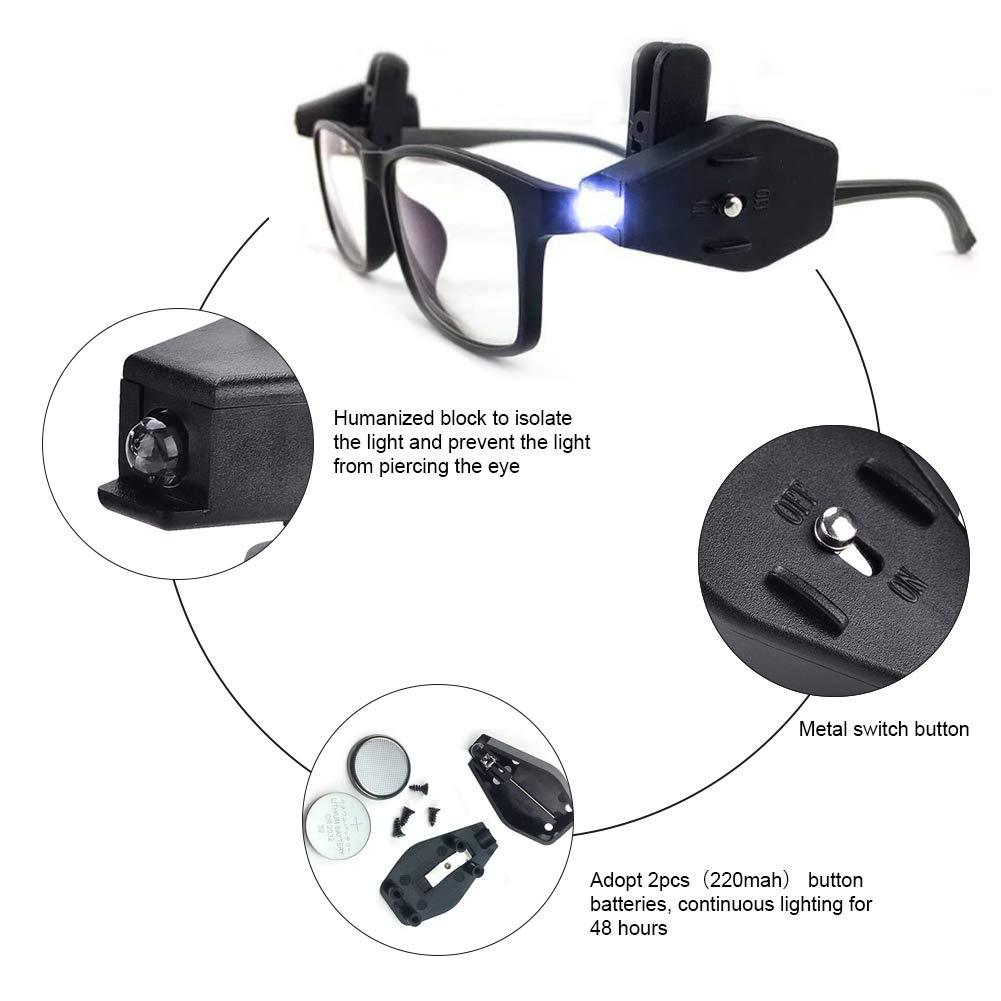 VGEBY 1 Pair Eyeglass Reading Light, Eyeglass Flashlight Clip LED Light Clip On Eye Glasses Light Flashlight Reading Night Lamp