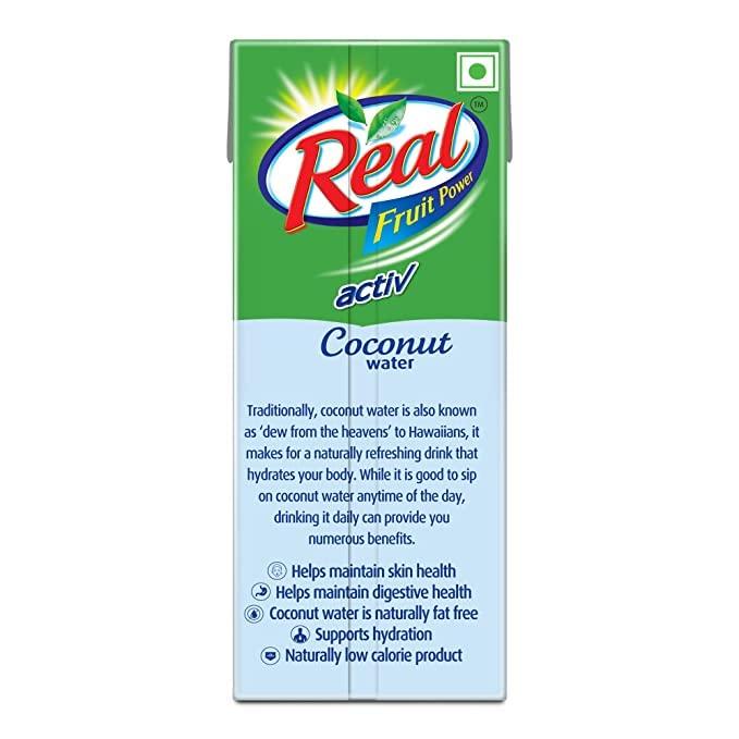 Generic Real Activ 100% Coconut Water (Tetra Pack ) Pouch, 200 ml (PACK OF 6) UNIQUE