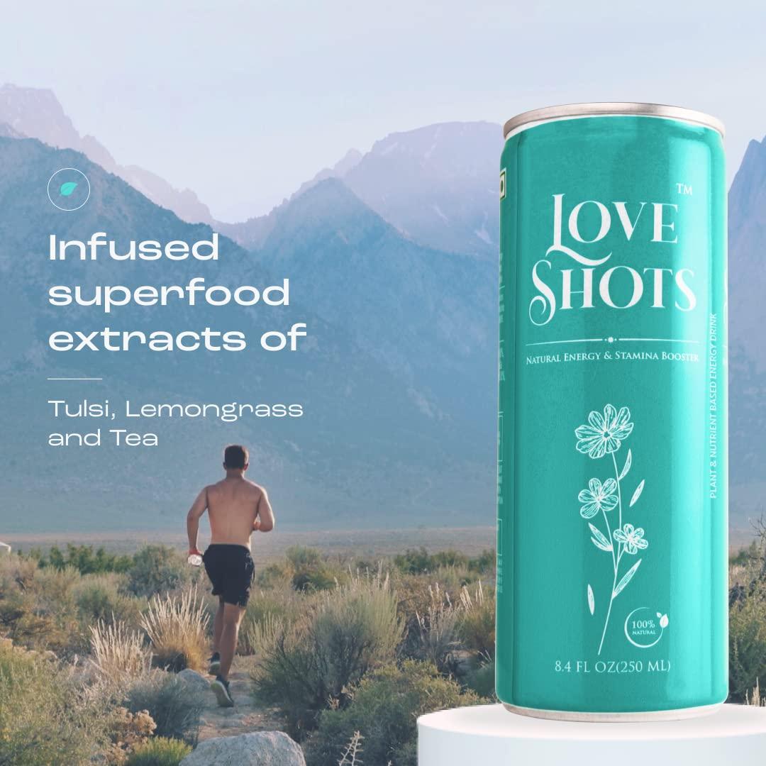 LOVE SHOTS LOVE SHOTS Energy Drink, Plant Based Natural Energy Drink, 250ml (Lemon Grass) (Pack of 6)
