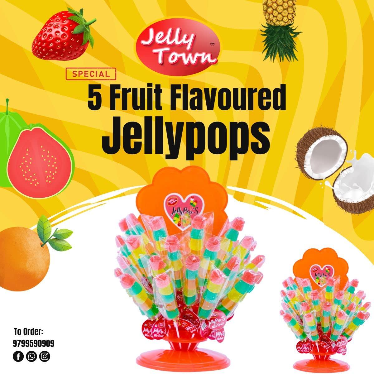 Jelly Town Jelly Town Dome Shape Jellypop | Pack Of 15 Sticks, Fruit, 300 g