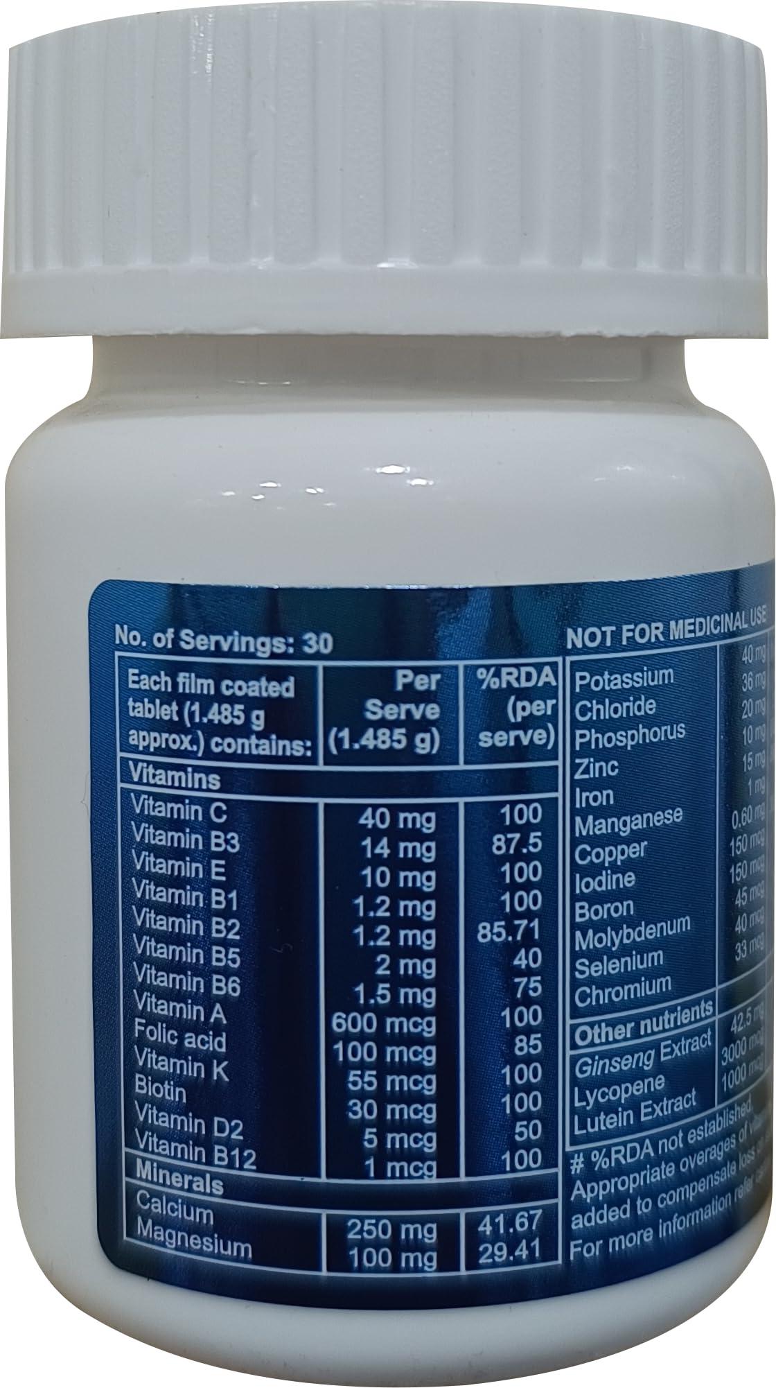 I M ACTIVE I M Activ Multivitamin Multimineral Tablets with Vitamin C, Vitamin E, Vitamin A, Protein, Ginseng Extract Helps in Maintain Body Weight, Immunity & Healthy Skin (Men, 30 Tablets)
