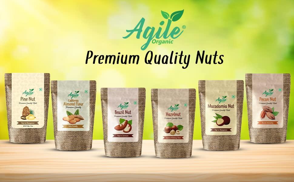 Agile Organic Agile Organic Jumbo Hazel Nuts 200 Grams Pouch | Hazel Nut Kernels | 1 Pack of 200 gram | Turkish Hazelnut 200g