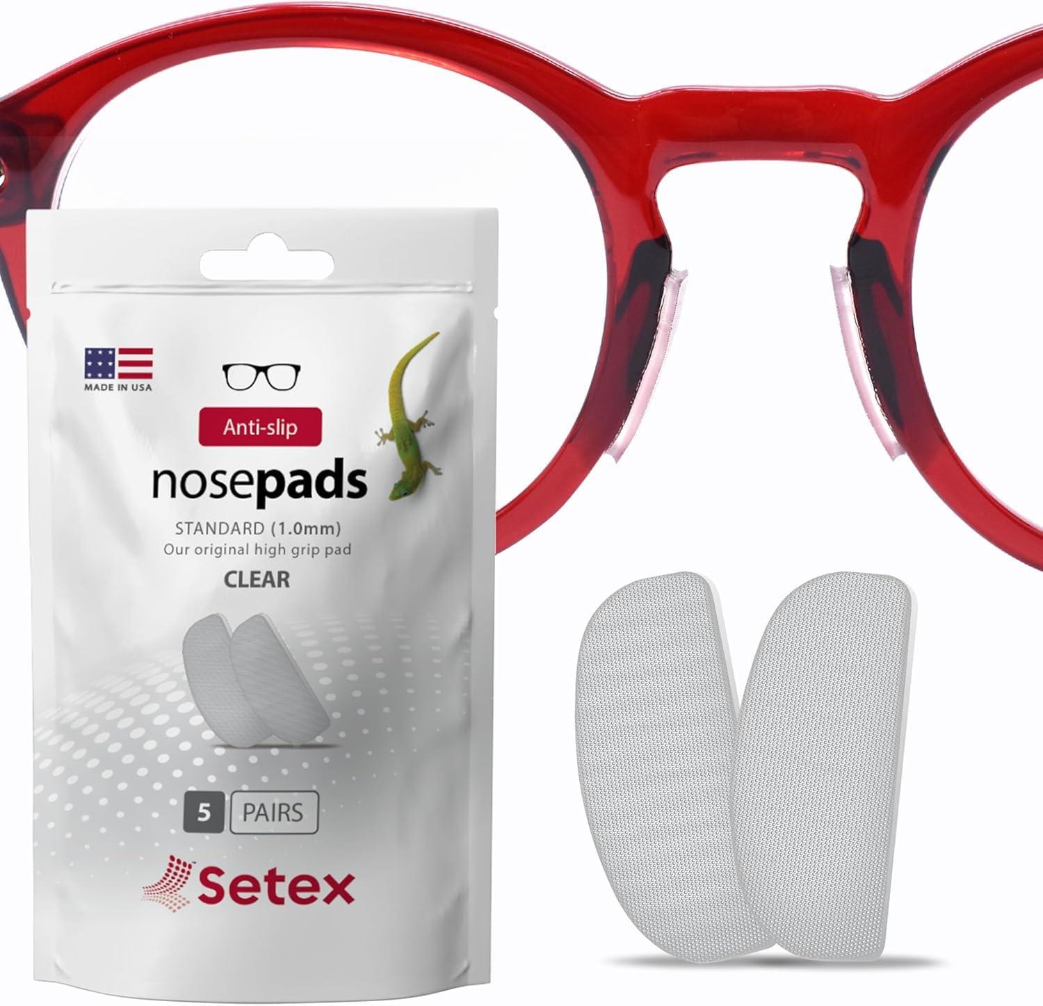 Setex Setex Gecko Grip Anti-Slip Nose Pads for Eyeglasses, (5 Clear Pair) USA Made, Innovative Microstructured Fibers, 1mm x 7mm x 16mm