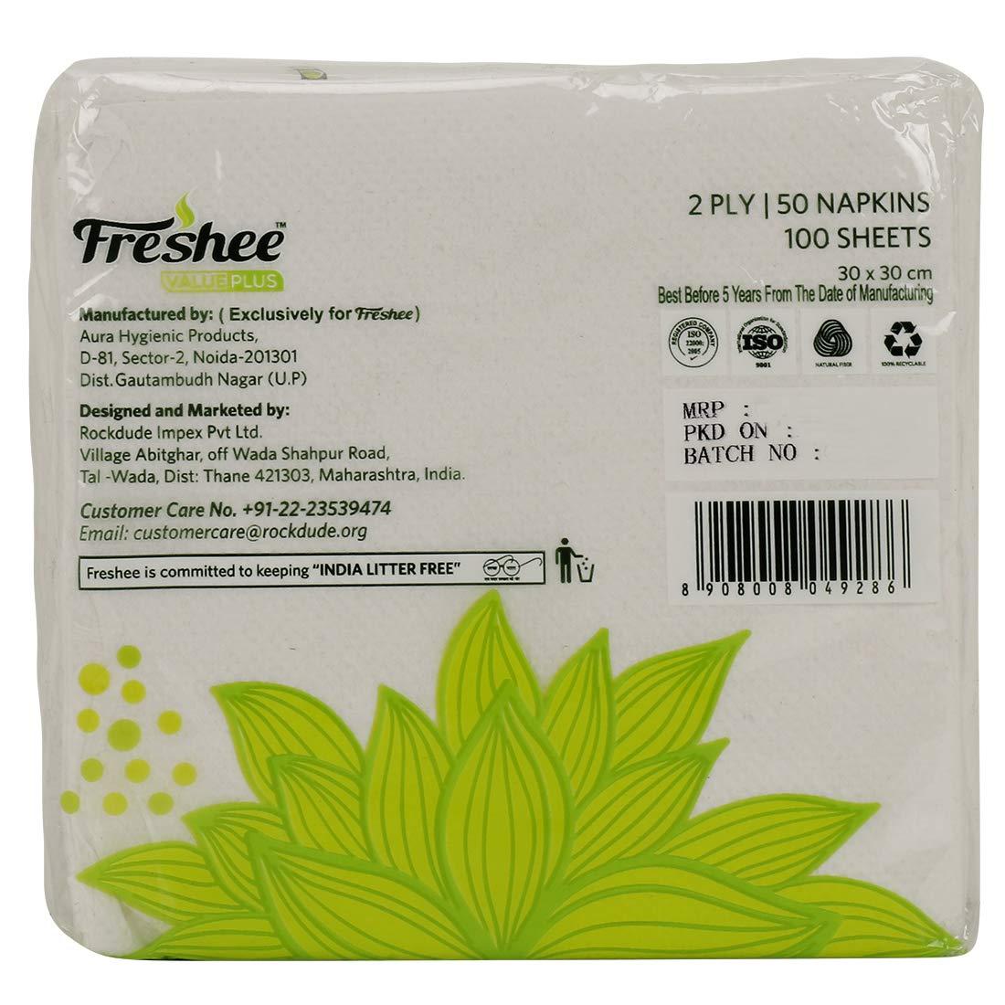 Freshee Freshee 50 Sheets 2 Ply Pack Of 3 Tissue Paper, Hygience And Fresh Tissue Made With 100% Virgin Fibre, Value Plus Range Of Disposable Tissue