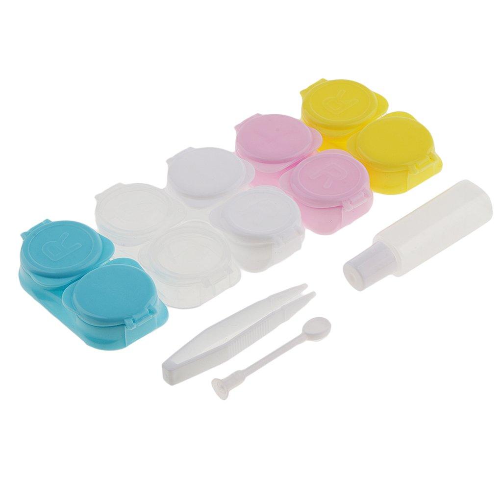 MERISHOPP MERISHOPP 5 Piece Clear Contact Lens Case Set Travel Cleaner Washer Holder Storage Box
