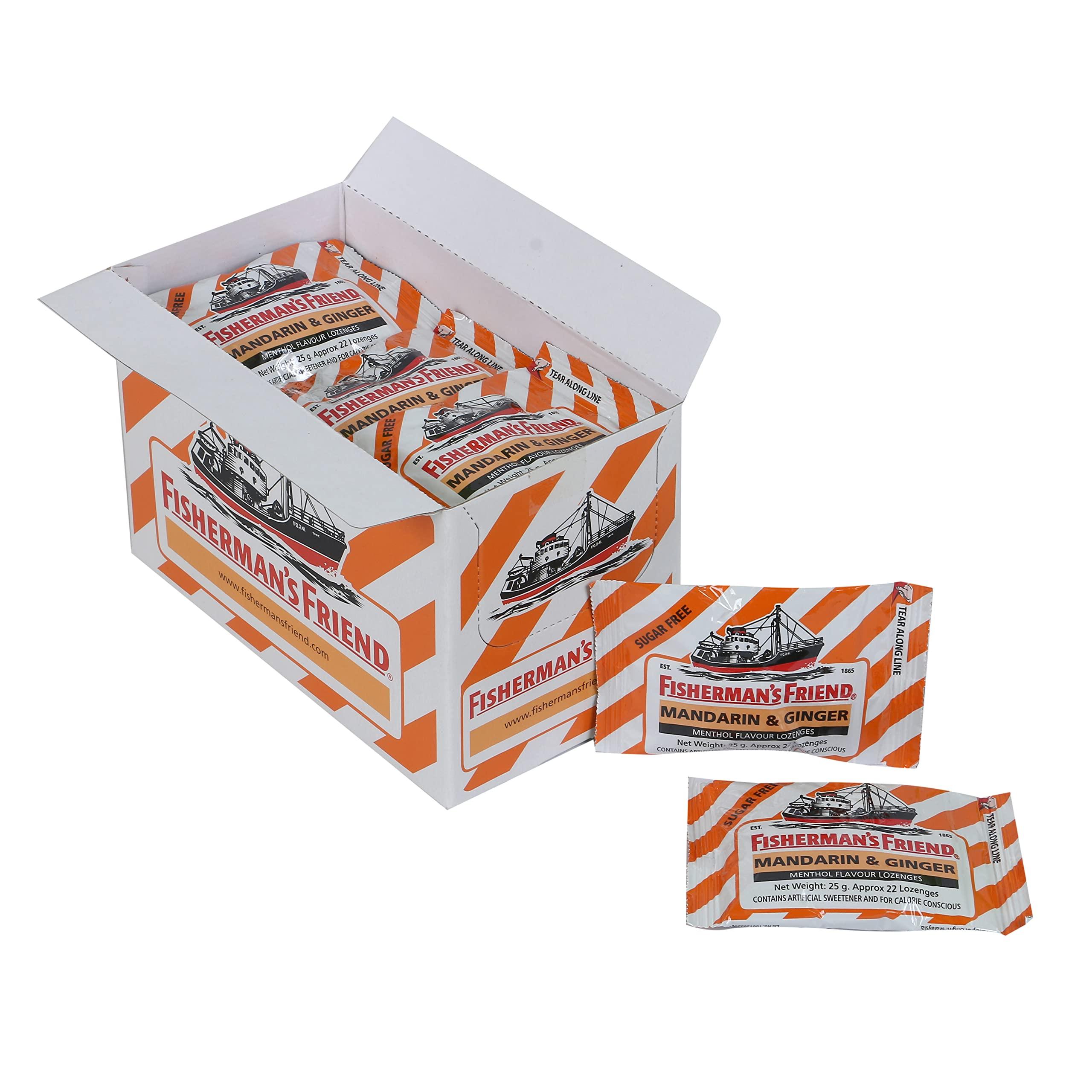 Fisherman's Friend Fisherman's Friend Sugar Free Mouth Freshener - Mandarin & Ginger- Refreshing and Soothing Lozenges 25g (Pack of 24)