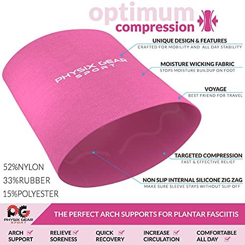 Physix Gear Sport Physix Gear Arch Supports for Plantar Fasciitis - Best Foot Sleeve for Foot Arch Support & Arch Support Brace - Unisex Arch Support Sleeve - Compression Arch Sleeves, Foot Arch Supports Pink S