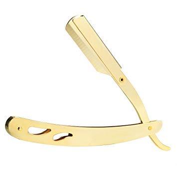 Stylazo Stylazo (MADE IN DUBAI) Straight Edge Barber Folding Shaving Razor Matte Golden Folding Straight Razor Stainless Steel Gold