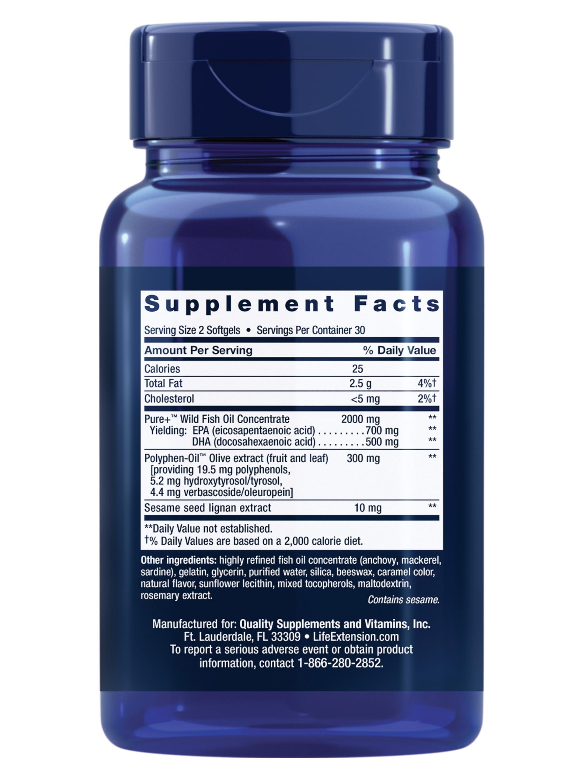 Life Extension Life Extension Super Omega-3 EPA/DHA with Sesame Lignans & Olive Fruit Extract, 60 Soft Gels