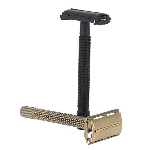 Layfuz Metal Double-Edged Shaving Razor Safety Beard Razor Manual Mustache Removal Traditional Shaving Tool for Hotel Home Travel