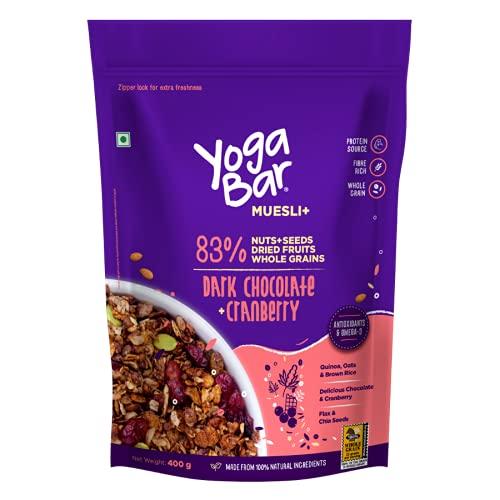 Yogabar Yogabar Wholegrain Breakfast Muesli | Dark Chocolate Cranberry | No Added Sugar with Almonds Whole Grains and Seeds | 400g Each