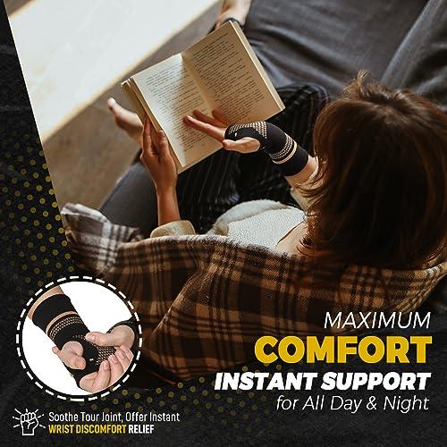 FITTOO FITTOO Copper Wrist Compression Sleeve, Copper Infused Wrist & Hand Compression Sleeve Brace for Improve Circulation, Relieve Wrist Discomfort,Tendonitis, Sprains, Sports, Gym Workout