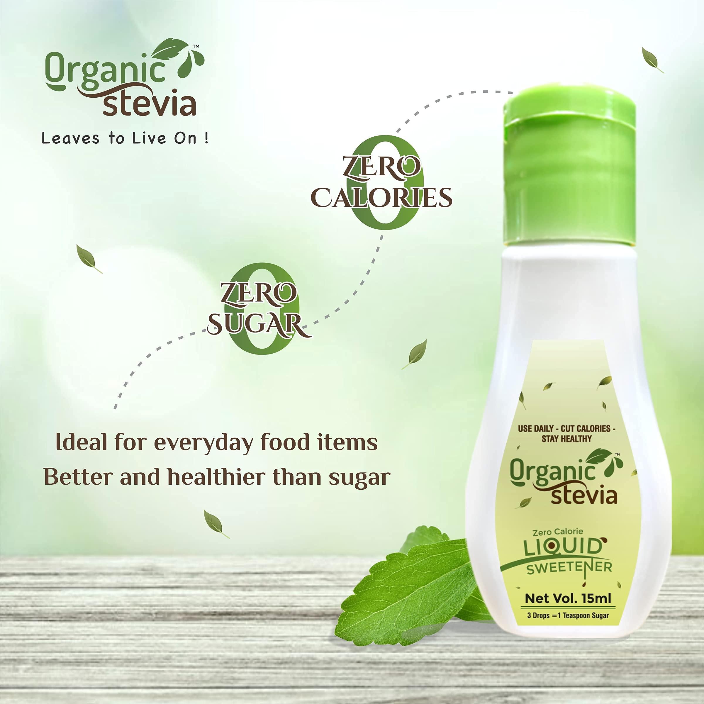 Organic Stevia Organic Stevia Liquid Drops | Stevia Liquid Sugar Free Natural Drops | Natural Sweetener | Best Sugar Free Natural Stevia Drops (15ml) PACK OF 5