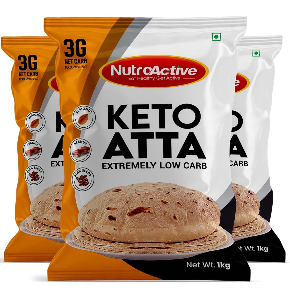 NutroActive NutroActive Keto Atta Extremely Low Carb Flour - 1kg (Pack of 3)