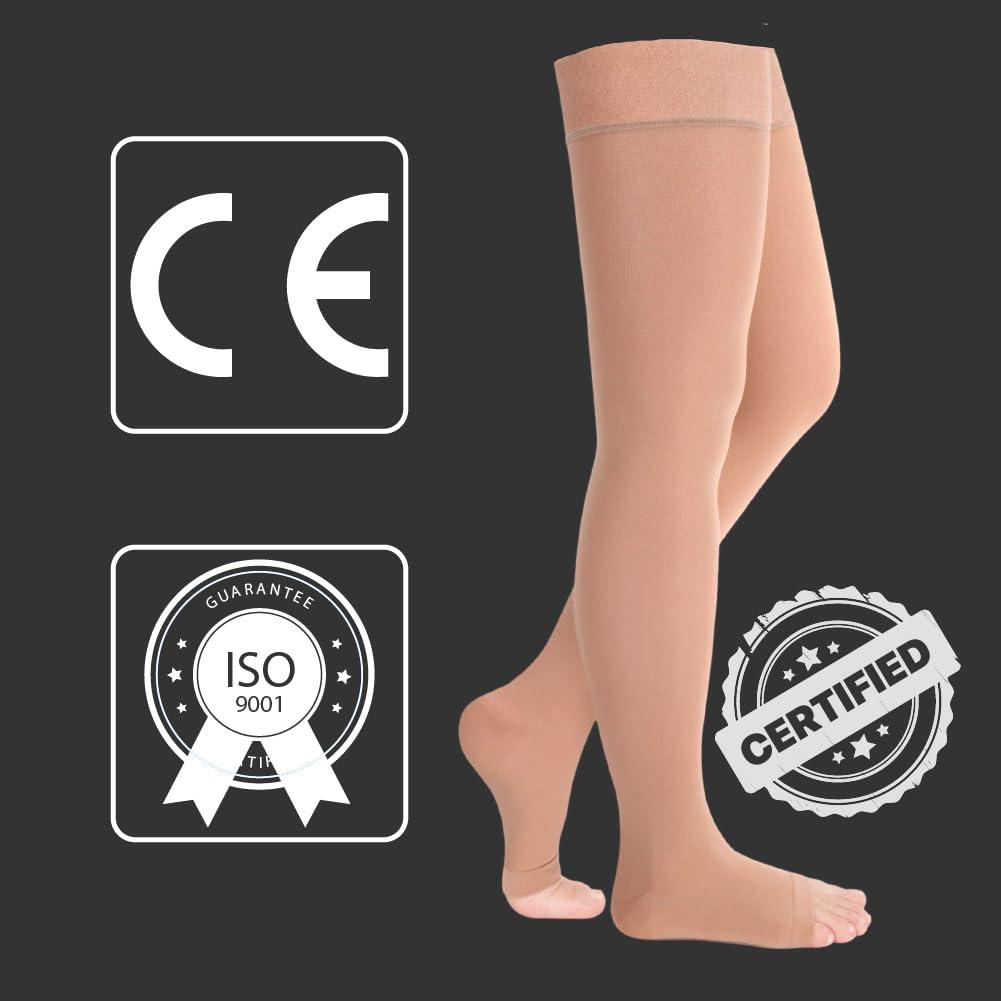 Healthshine Healthshine Class 2 Medical Compression Stocking Thigh Length | Soothing Relief for Swollen, Tired Legs | Varicose Vein Socks for Men & Women | Pocket-Friendly in Medium Size | CE, ISO Certified