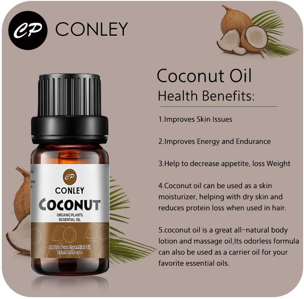 CONLEY CONLEY Coconut Essential Oil, 100% Pure Diffuser Oil Coconut Oil for Diffuser, Massage, Skin Care, Yoga, Sleep - 15ML
