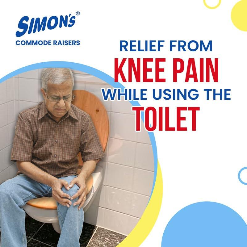 Simon\'s Simons Heavy-Duty 6 Inch Commode seat raiser with lid cover for elderly to sit and rise from commode toilets, portable seat extension for senior citizen with knee pain - Pack of 1