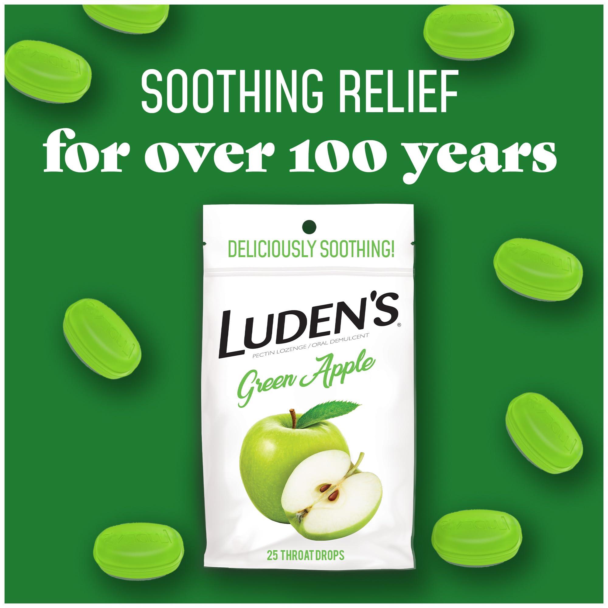 Ludens Luden\'s Green Apple Throat s | Deliciously Soothing | 25 s | 1 Bag