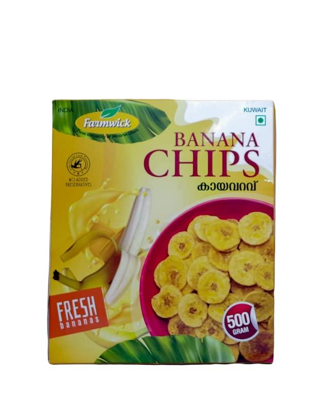 Farmwick FARMWICK\'s Natural Kerala Banana Chips - Delicious Snacks - 500 Gm (Pack of 1)