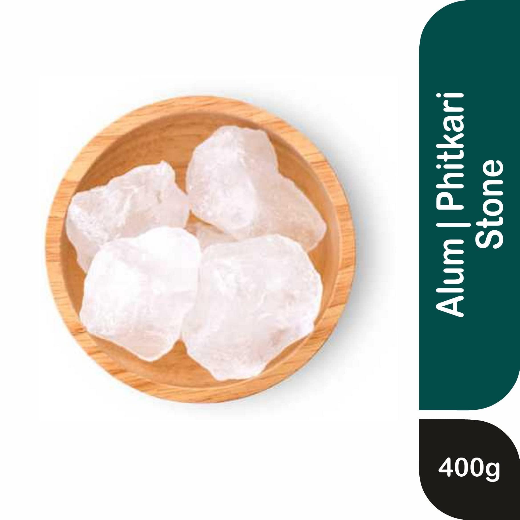 Organic and Pure Organic and Pure Alum Stone Block | Phitkari Alum Stone | Fitkari Stone for Skin Vastu Face Skin Hair Water Underarms Shave Teeth | Potassium Potash 400g