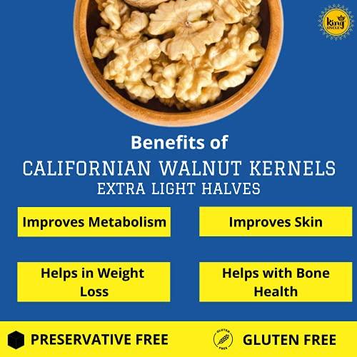 KING UNCLE KING UNCLE Californian Walnut Kernels (Akhrot Giri) (Extra Light Halves), 250 Grams, Blue Box
