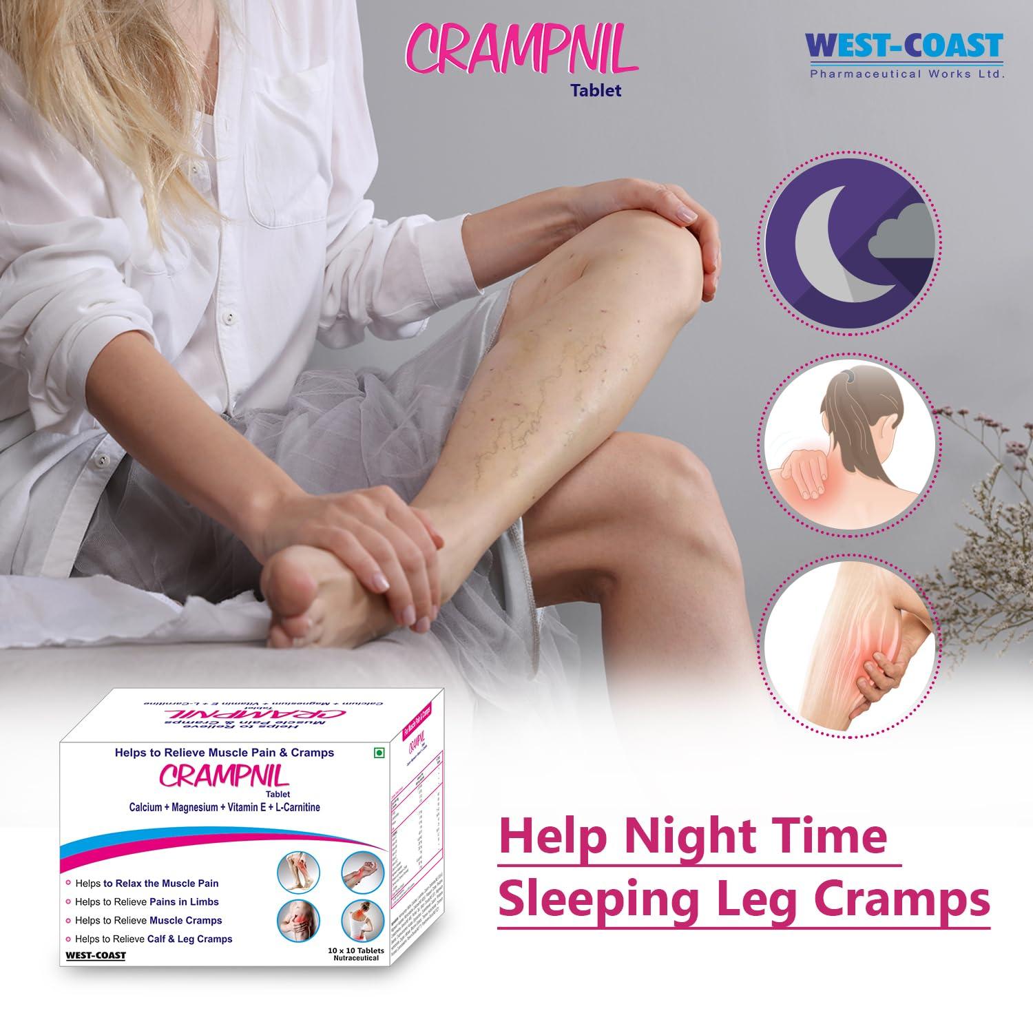 WEST-COAST WEST-COAST Crampnil Tablets helps to relieve muscle pain, joint pain & cramps