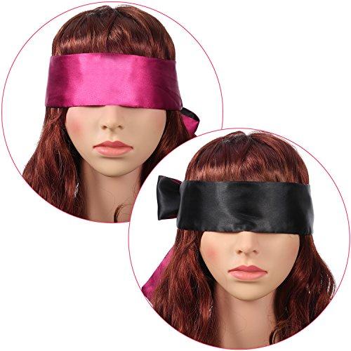 FORMANDO FORMANDO 2 Pack Sleeping Mask Satin Eye Mask Blindfold, 150 cm (Black Red)