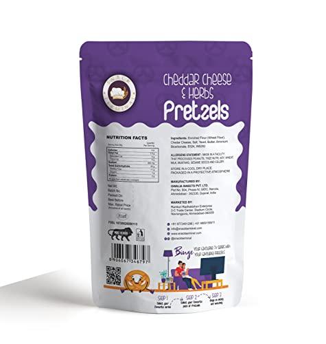 SNACK TERMINAL Snack Terminal's Cheddar Cheese and Herbs Pretzels 100 Gm | Fresh Cheddar Cheese Pretzel Snack | Savory Snack | Gourmet International Snack | Weight Watcher Snacks | Snacks for Kids | 100% Baked