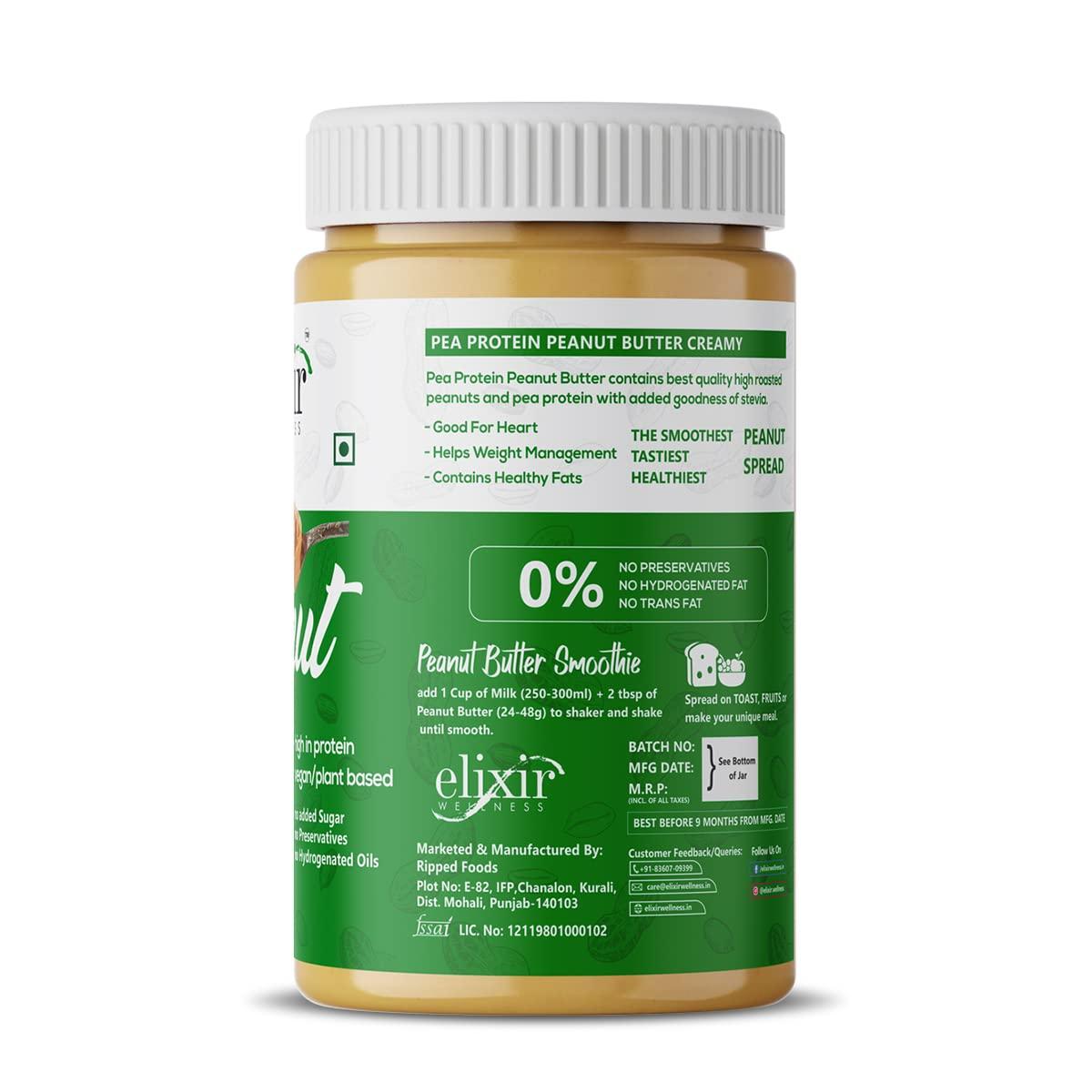 Elixir Wellness Elixir Wellness Vegan High Protein Peanut Butter | Creamy | 1KG