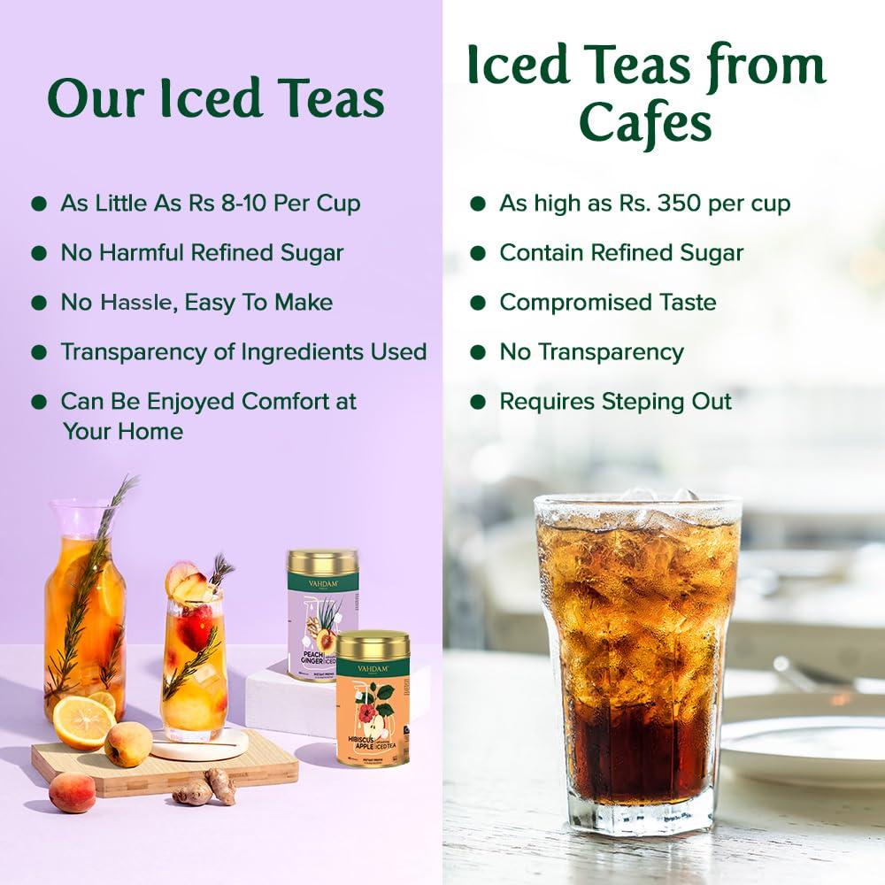 VAHDAM Hibiscus Apple Iced Tea Instant Premix (150g/5.29oz) 60 Servings | Lightly Sweetened Iced Tea | Tarty Hibiscus & Sweet Apple | Best for Mocktails & Cocktails | Packed in Tin Caddy | VAHDAM