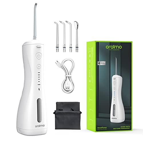 Oraimo Oraimo Power Water Dental Flosser for Teeth,Smart Cordless Oral Irrigator | 220 ml Tank Capacity| 6 Modes Quickly Clean the 99% Food Residues and Plaque| With 4 Functional Jet Nozzles | IPX7 Waterproof Water Flosser