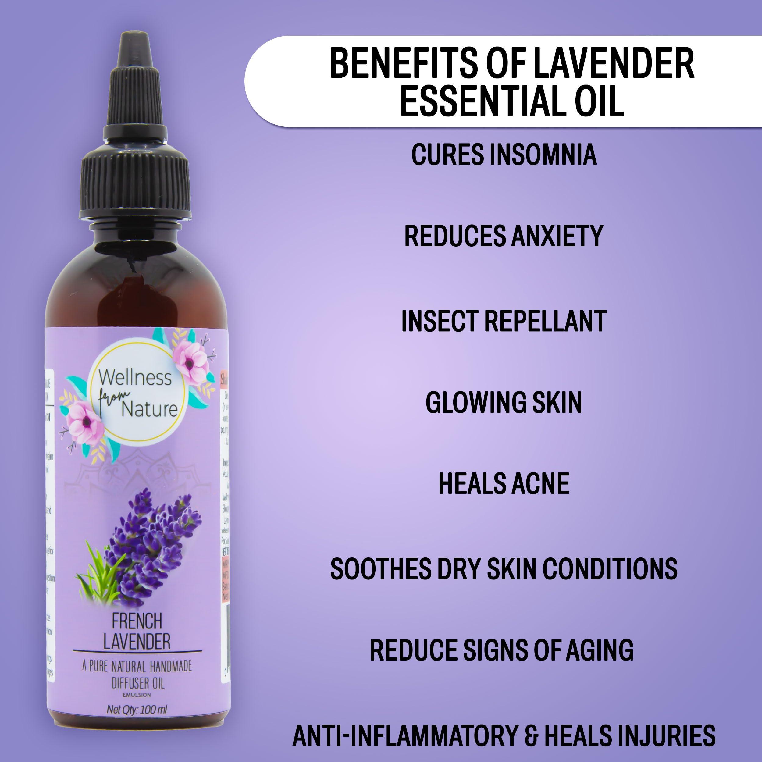 NavaFresh Basics Lavender Diffuser Oil for Home Fragrance | Aroma Oil for Vaporizers and Diffuser Sets | Water Soluble Essential Oil Emulsion | Aromatherapy for Deep Sleep and Bath 100ml