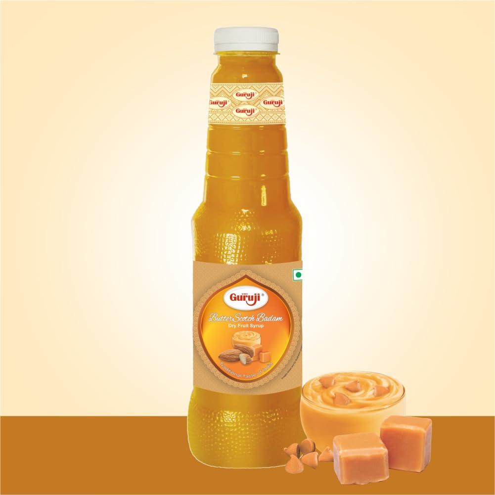 SHREE Guruji Shree Guruji Butter Scotch Badam Milk Beverage Refreshing Drink for Summer Dry Fruit Syrup Sharbat Instant Refreshing Drink (1 Litre)