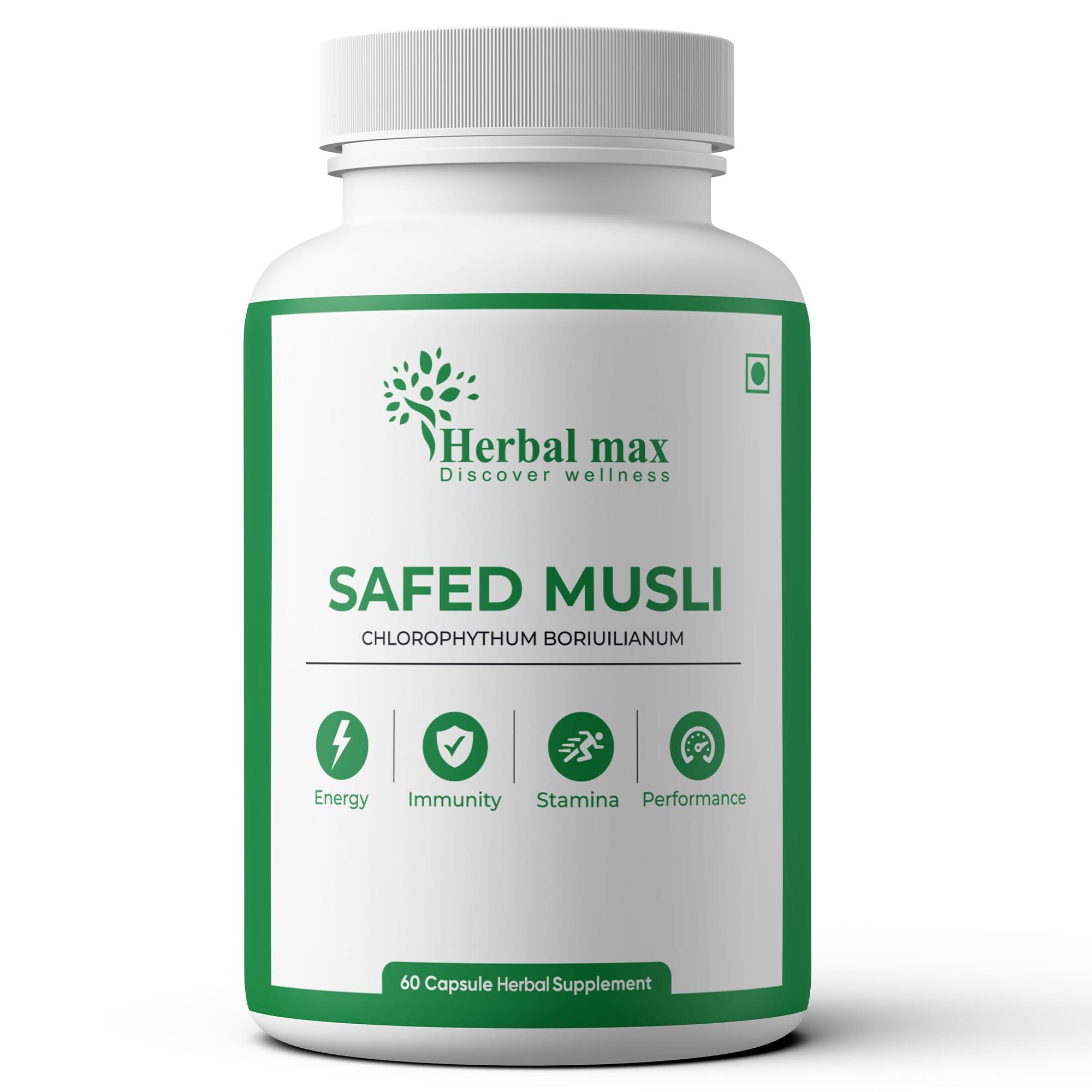 Herbal max Herbal max Organic Safed Musli Root Powder - 100 gm | Ayurvedic Support for Vitality & Performance | Herbal Supplement | Strength & Stamina