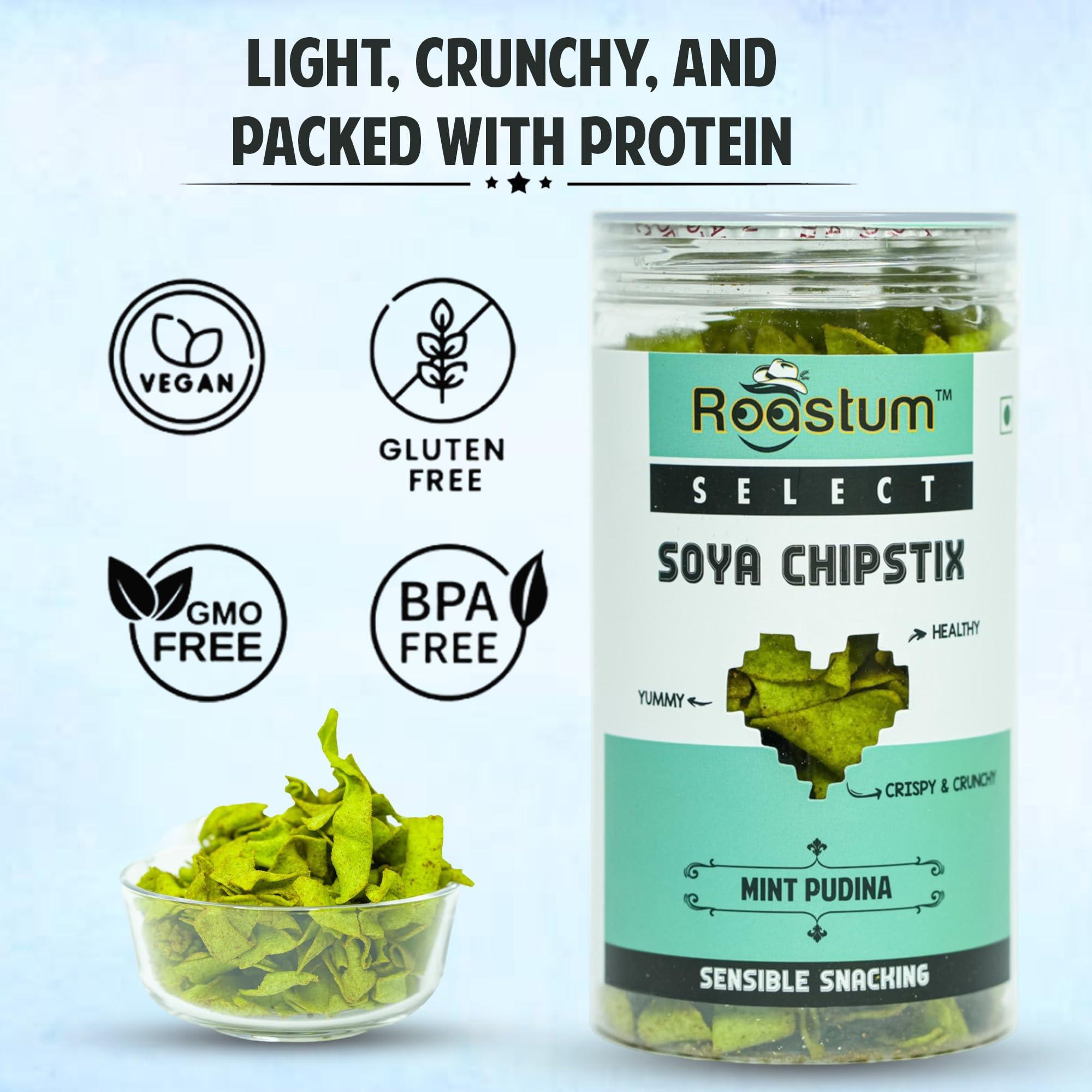 Roastum ROASTUM Soya Chips Healthy Diet Snacks | Soya Sticks - Gluten Free | Diet Friendly Snacks, No Preservatives (Pack of 3, 420GM)