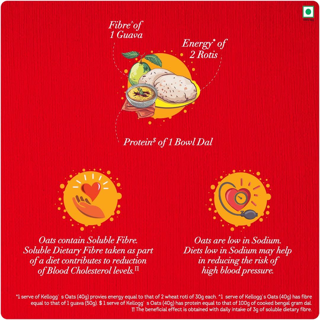 Kellogg's Kellogg's Oats, Rolled Oats, High in Protein and Fibre, Low in Sodium, 1kg Pack