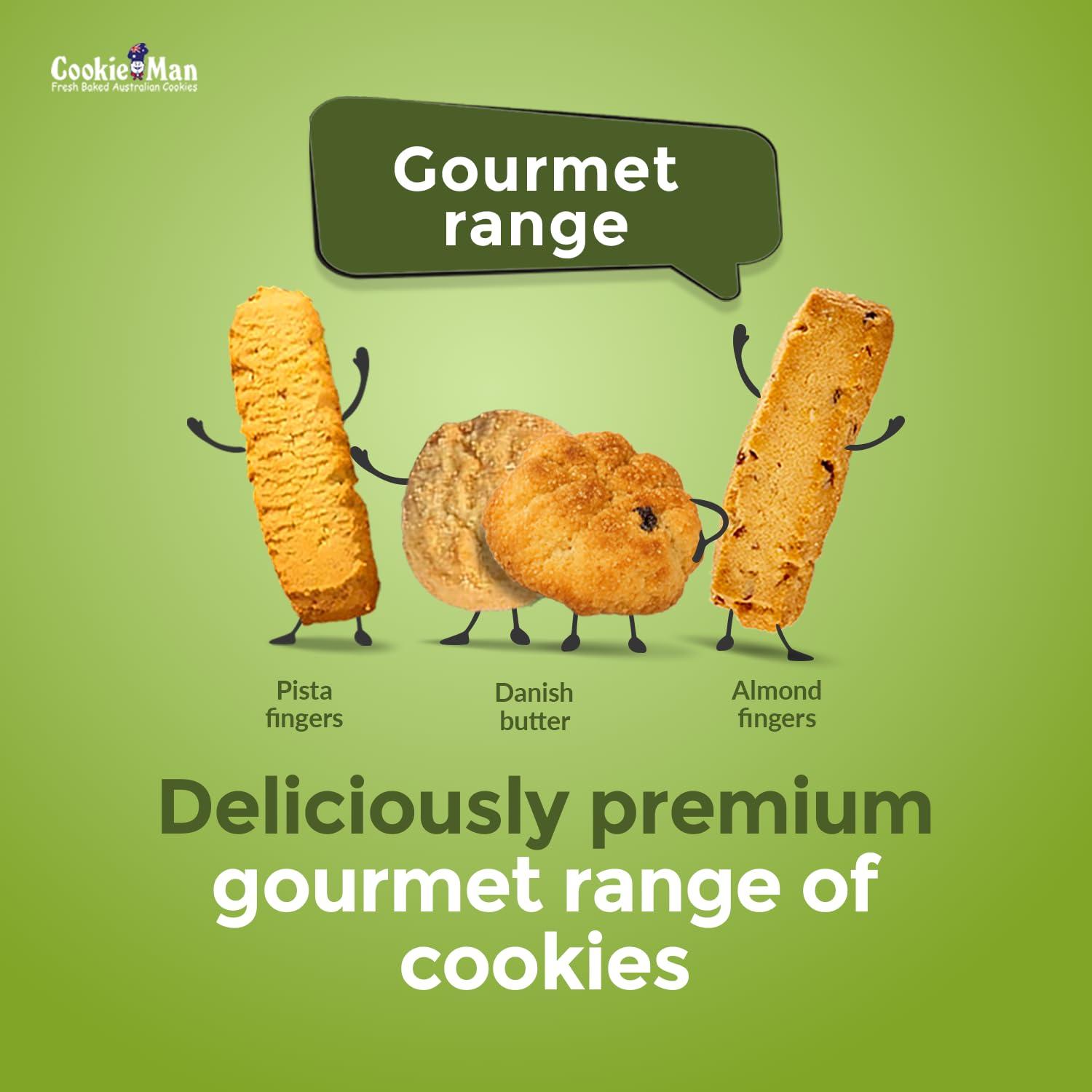 CookieMan Cookieman Pista Biscuit Fingers - 250g | Eggless Gourmet Cookies Biscuits | Tea & Coffee Snack