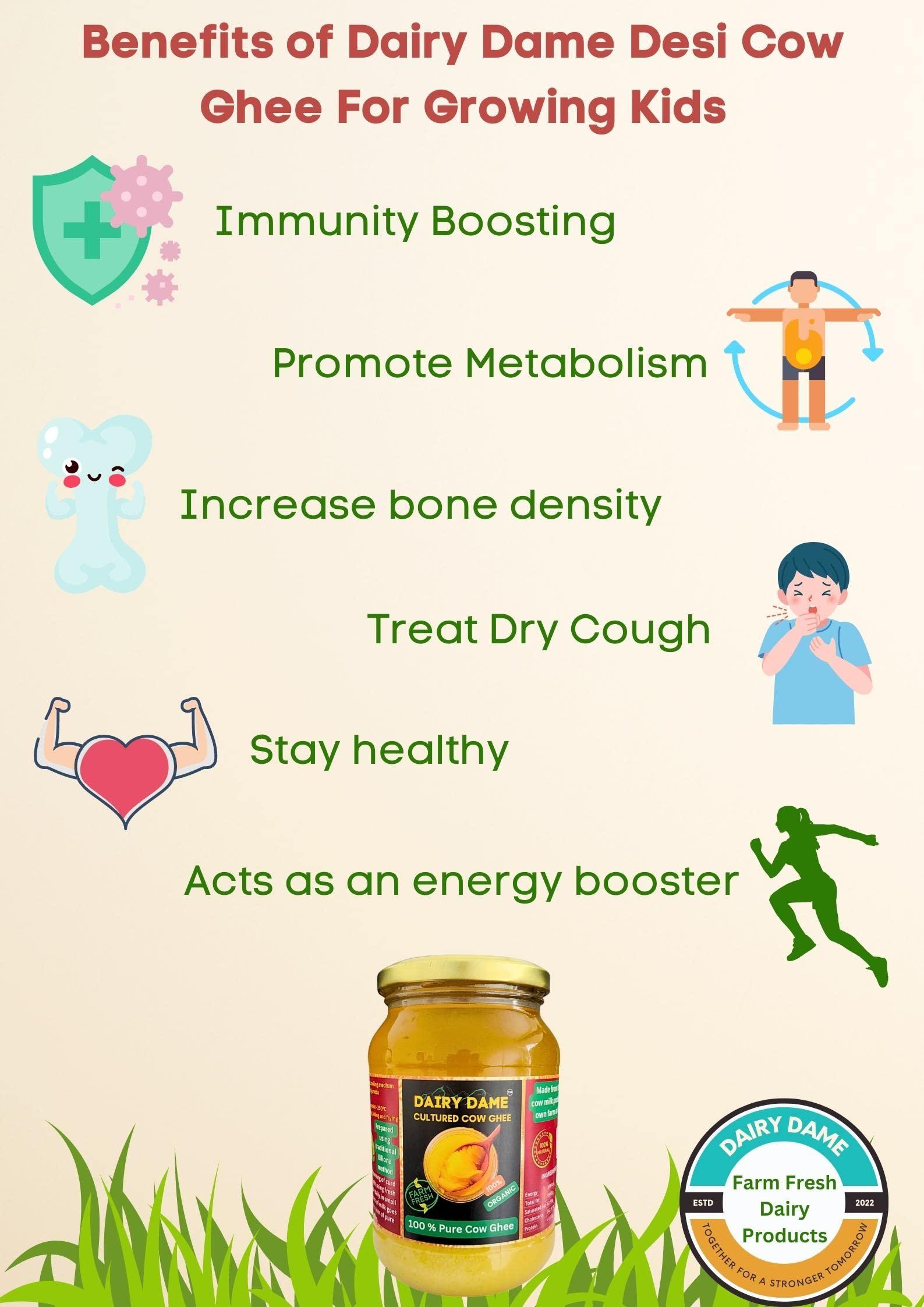 Dairy Dame Dairy Dame Traditional Cow Ghee | 500 ml | Lab tested for purity | Cultured From Curd | Farm Fresh | From 100% Pure Cow Milk | Curd-Churned Bilona Ghee | Glass Jar