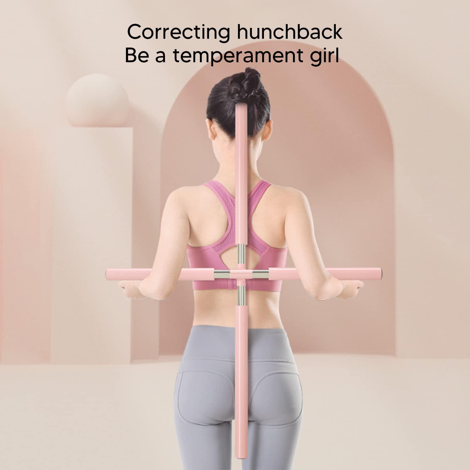 CURLEE Posture Stretching Stick, Yoga Sticks Humpback Correction Open Shoulder Adjustable for Posture