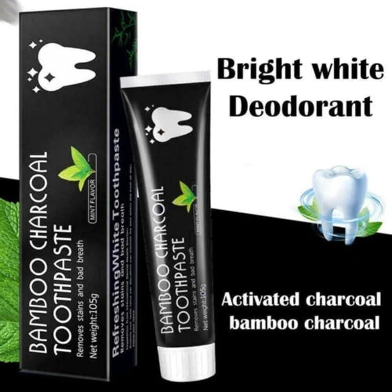 ALI SHIPPING Natural Bamboo Charcoal Toothpaste for Teeth Whitening - Organic, Fluoride-Free, Removes Plaque & Stains, Freshens Breath, Gentle on Sensitive Teeth